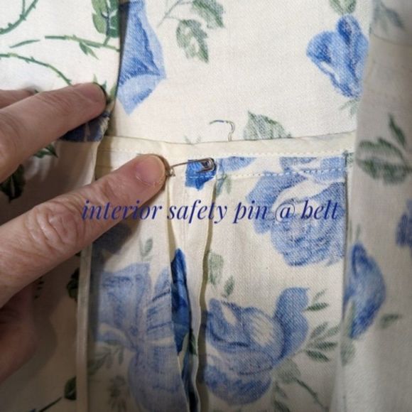 SOLD Vintage 50s Handmade Blue Floral Print Midi Maxi Wrap Dress Short Sleeve - Picture 14 of 16